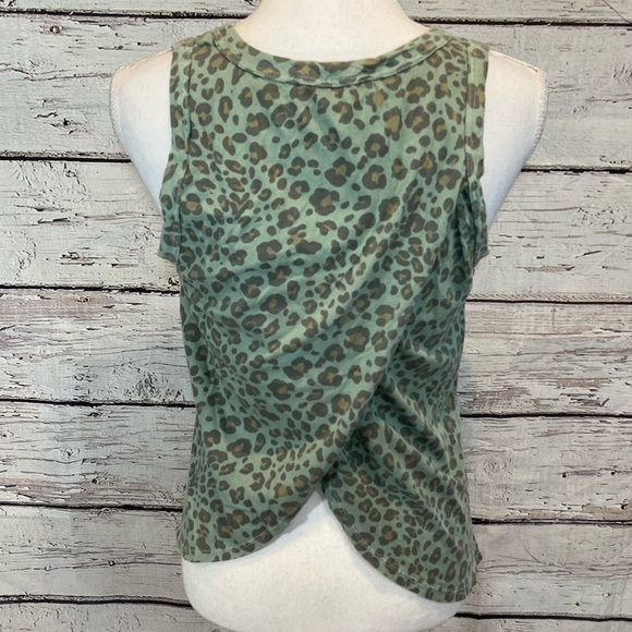 ANTHROPOLOGIE/DOLAN Green Cheetah Print Tank Top with Foldover Back-XS - Picture 2 of 2